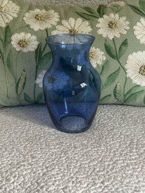Macy's Deep Blue Glass Curved Vase
